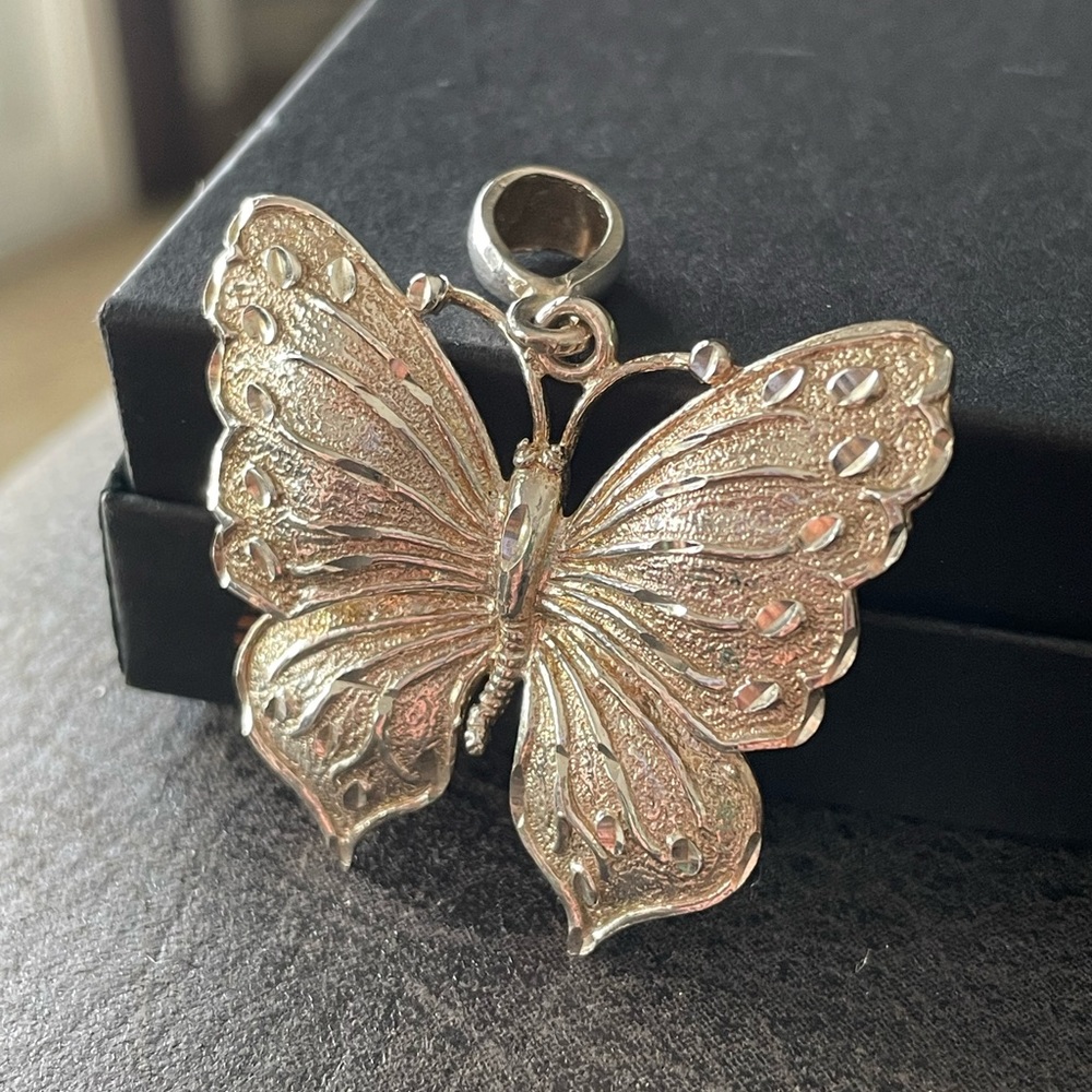 Sterling Silver Butterfly Statement Necklace Pendant